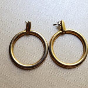 Vintage Golden Pierced Dangle Hoop Earrings